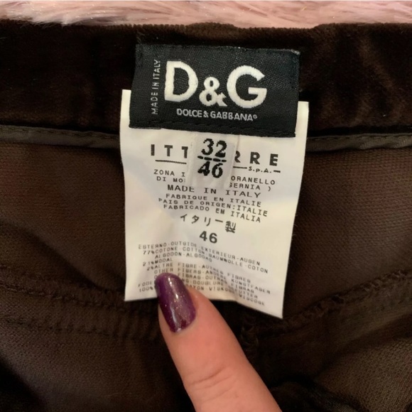DOLCE GABBANA Brown Velvet Straight Leg Pants - Picture 5 of 5